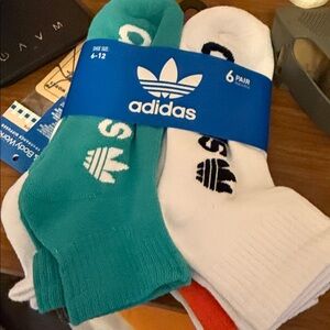 Adidas Men's Athletic Socks - White, Teal, and Black